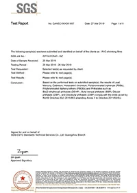 SGS RoHS test report for QUEN PVC shoe cover film